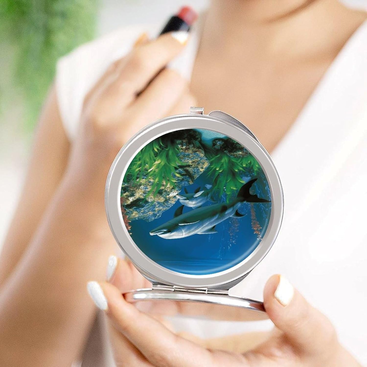 Aquatic Biologicals Travel Makeup Mirror,Compact and Portable Makeup Mirrors with Mirror Cover,Pocket Mirror for Home, Hair Salon and Beauty Shop image 4