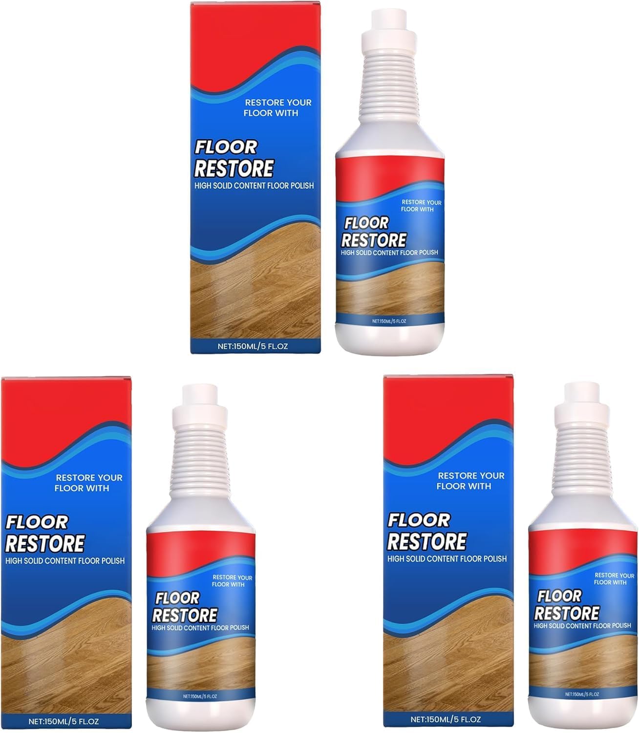 Floor Restore Solution,Clean Ezz Hardwood Restore,Flooring Renewal Agent,Floor Maintenance Liquid,150ml Flooring Protection Agent for Shine Wood,Laminate,Scratch Coverage,Gloss Restoration (3 pcs)