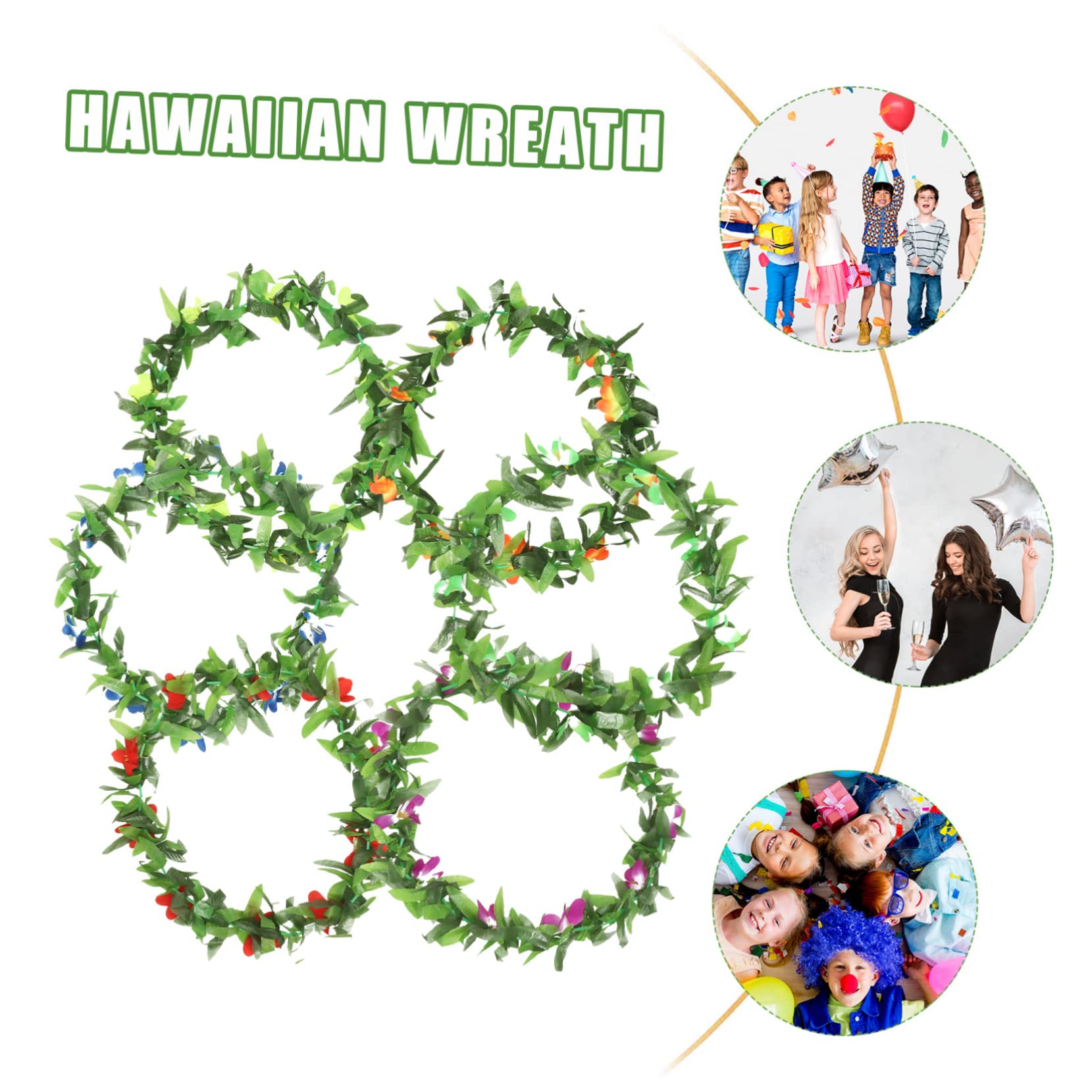 GLEAVI Leus Hawaianos Adulto Fiesta Decoración Playa para Ley Trópico Recuerdos Hawaianos Guirnalda Hawaiana De Leis De Flores Hawaianas Poliéster 6 Piezas X 4