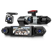 Rimoody 4 Canali 360° Dashcam Auto, 4 Telecamera HD 1080P Anteriore e Posteriore Sinistra Destra
