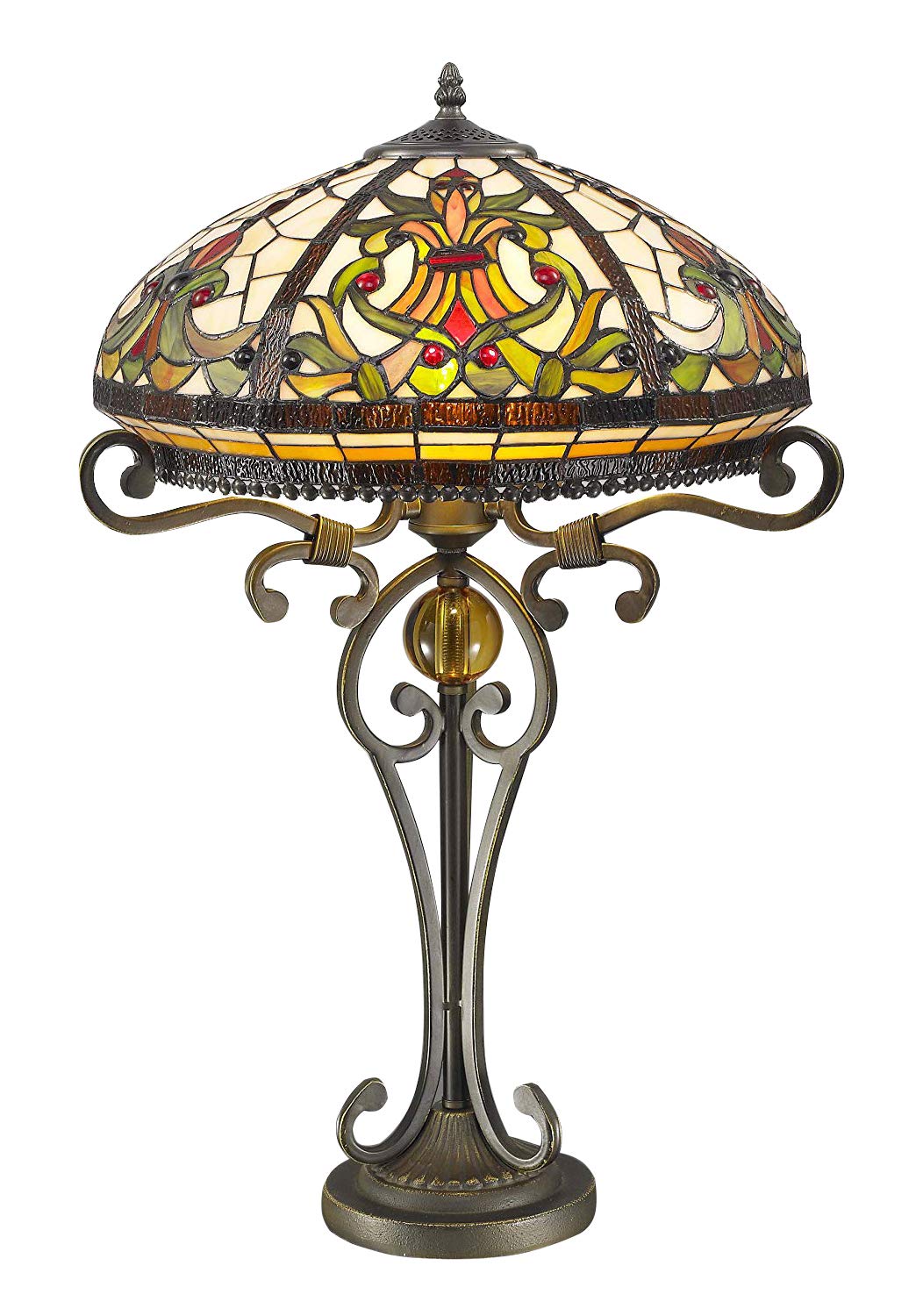 Home Supplies Tiffany Lamps, Real Stained Glass Handmade Tiffany Vintage Bedside Table Lamps for Living Room, Bedroom, and Lounge | W16 x H30