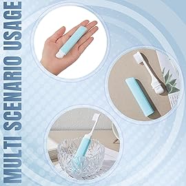 Patelai 4 Pieces Travel Toothbrush Set, Soft Bristle Mini Foldable Tooth Brush with Case, Individually Wrapped Small Portable Travel Size Toiletries Stuff for Camping (Macaron Color)