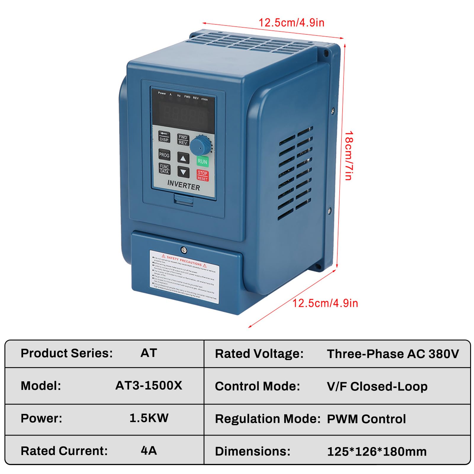 Jadehay Variateur de Fréquence 380V 4A Convertisseur de Fréquence Triphasée Entrée Monophasé 380v Sortie Triphasé 380v Variateur de Vitesse pour Vitesse de Moteur 1.5kW