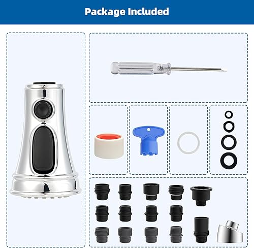 Vista 40 de Hibbent Reemplazo de cabezal de grifo de cocina extraíble, boquilla de cabezal rociador de cabezal de grifo de fregadero de cocina de 3 funciones