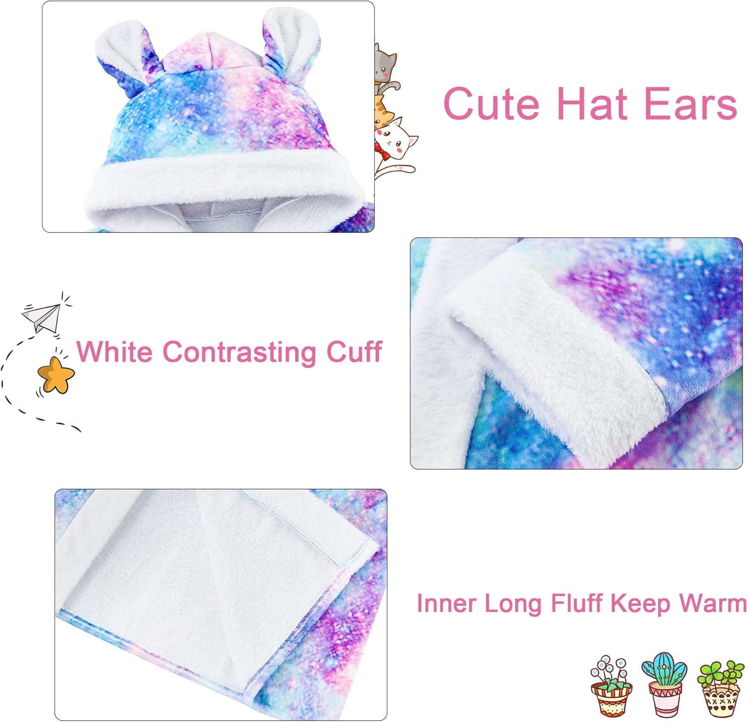 Funnycokid Girls Robes Kids Hooded Bathrobe Soft Fleece Pajamas Plush Flannel Sleepwear 4-14 Years - Image 7