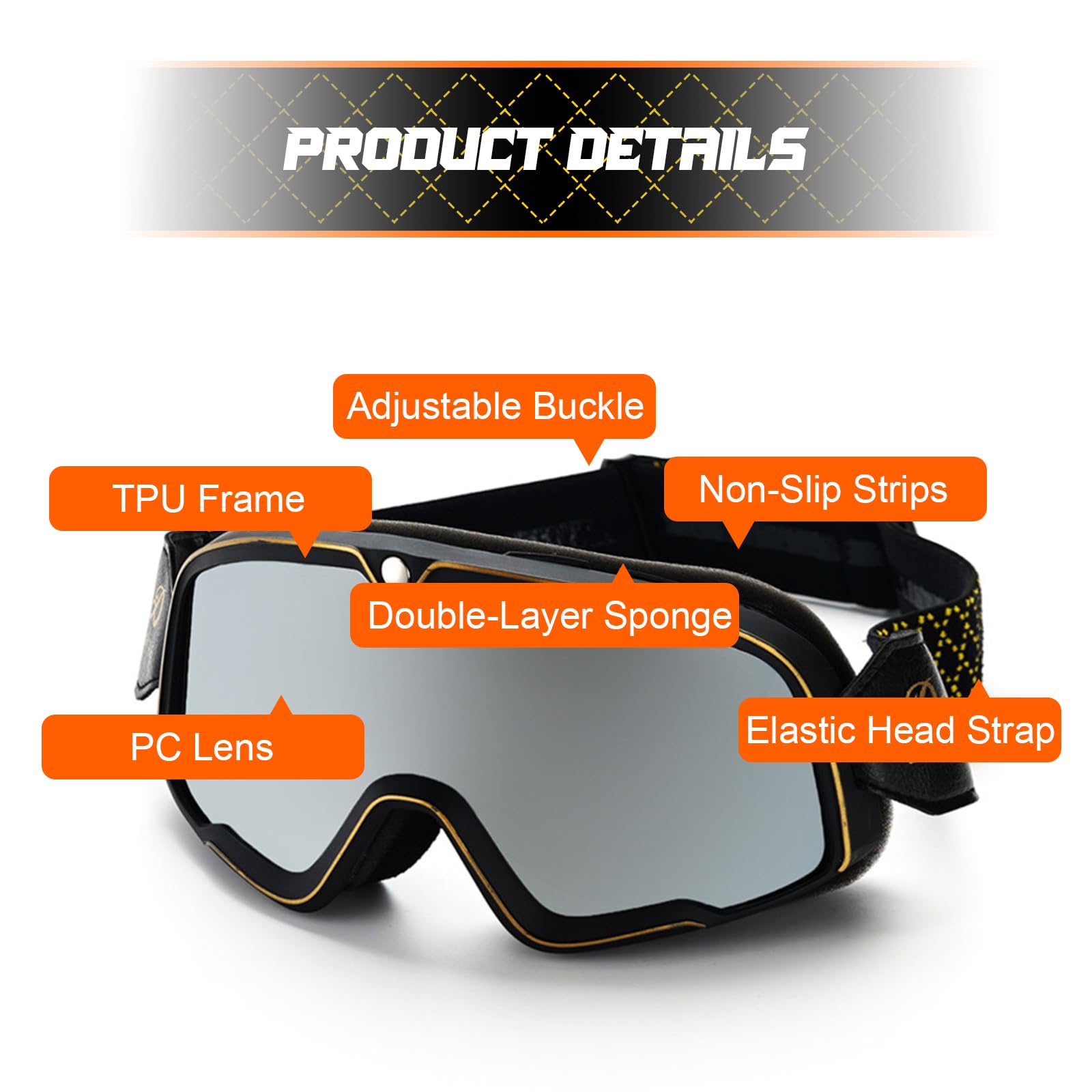 Lunette Moto Cross,Lunettes Moto Anti-UV,Coupe-Vent,Anti-Poussière,Anti-Buée,Masque Moto pour Moto,Course,Tout-Terrain,ATV,UTV,BMX