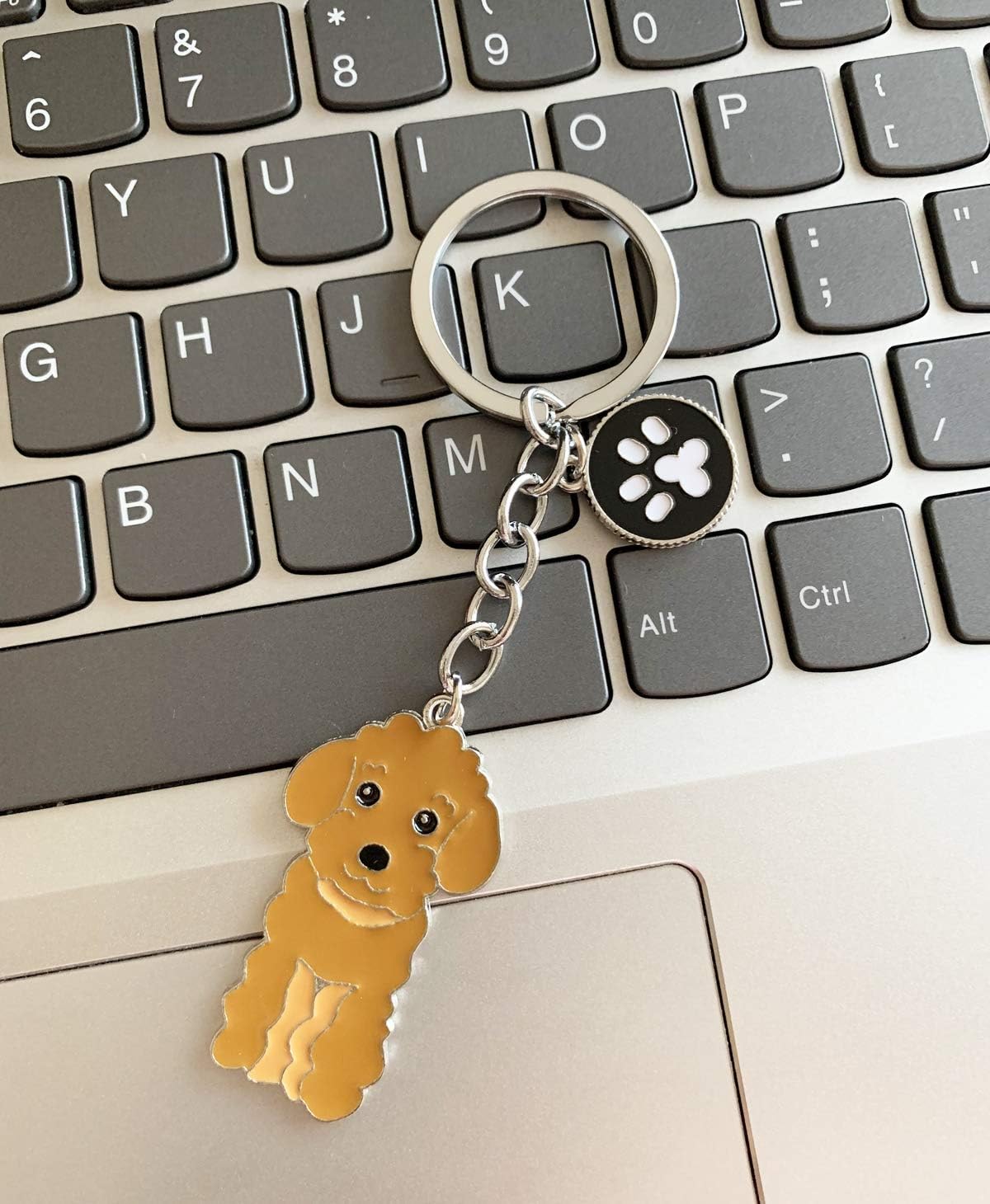 Dog Key-ring Keychain,10cm Cute Metal Dog Keychain Keyring Keyfob Bag Charm Best Birthday (Brown Poodle) - Image 4