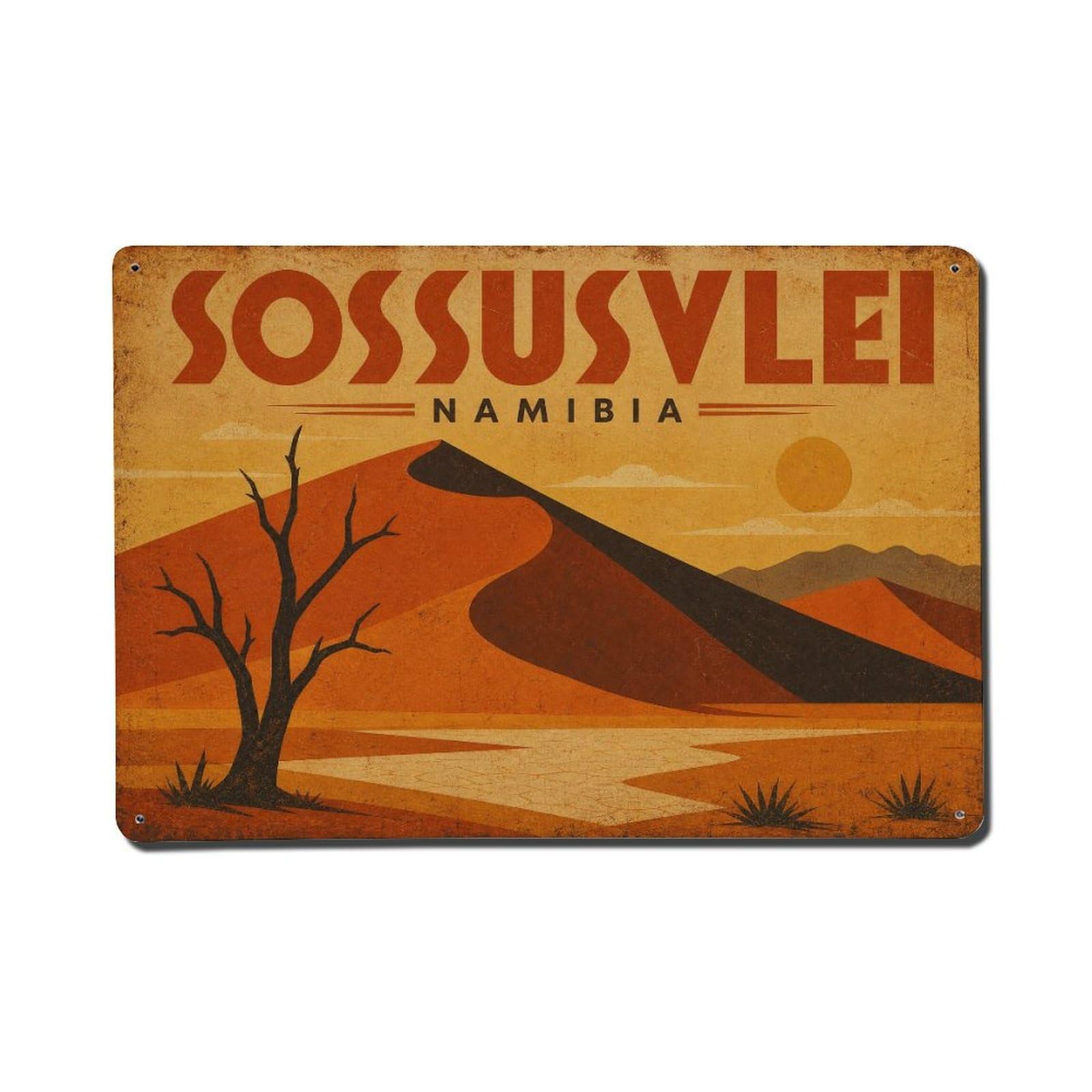 Metal Tin Sign Travel Retro Namibia Sossusvlei