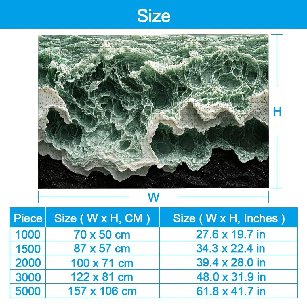 Puzzle 2000 Piezas, Puzzle Ondas de Madera para Adultos, Regalos -2588