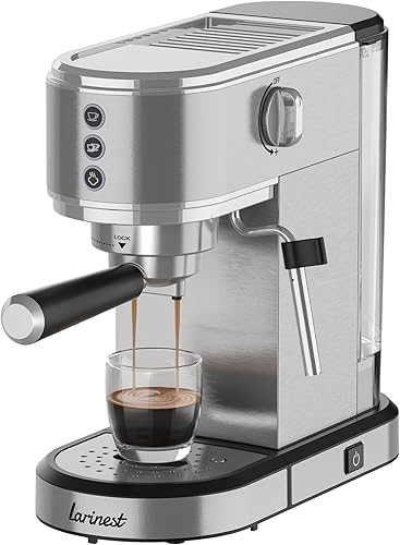 Máquina de café expreso con espumador de leche, cafetera de café expreso de acero inoxidable, máquina de expresiones de 20 barras con tanque de agua
