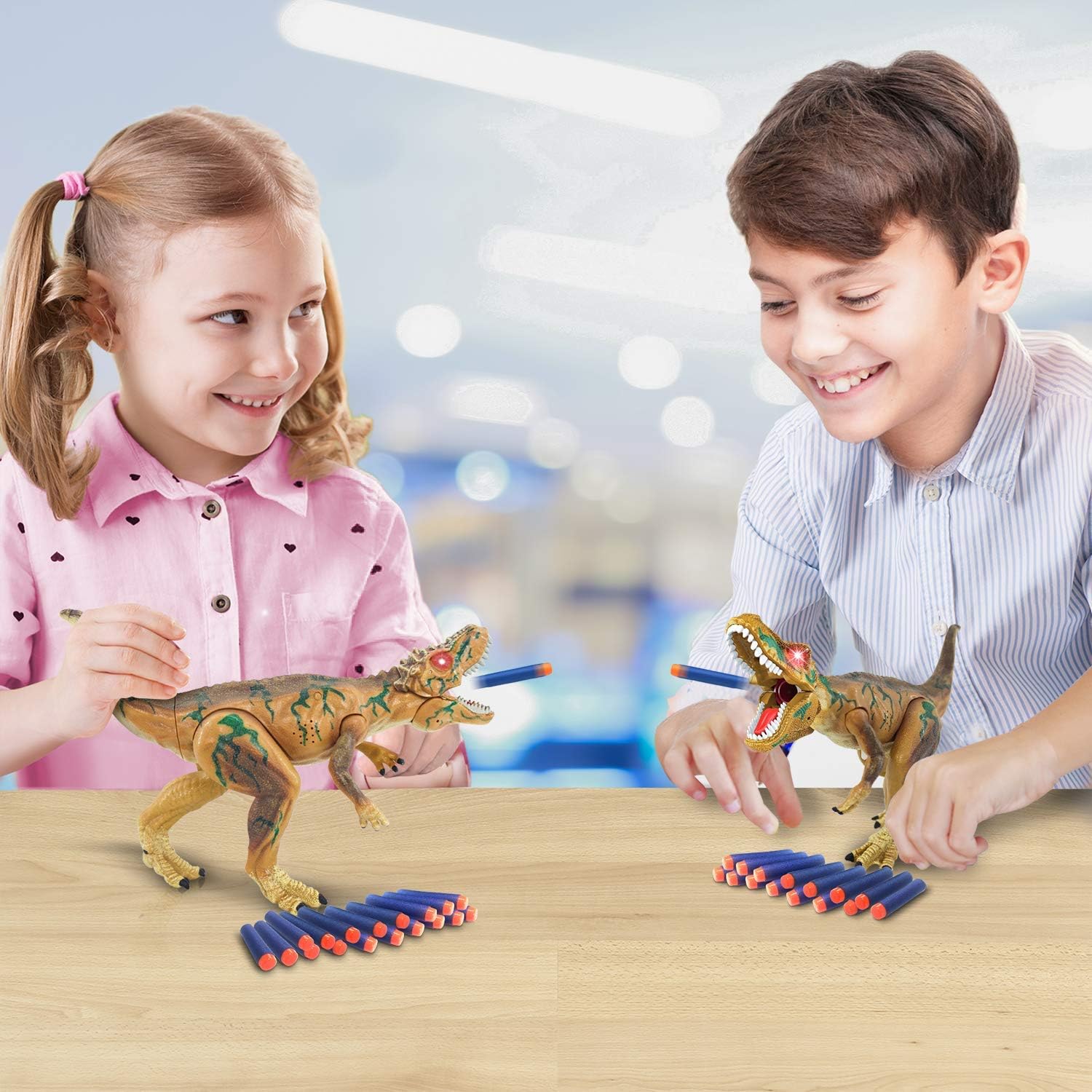 ArtCreativity Ejection Dinosaur Gun, Light Up Dinosaur Toy Blaster with 20 Bullets and Roaring Sound for Boys and Girls, Best for Kids 3+