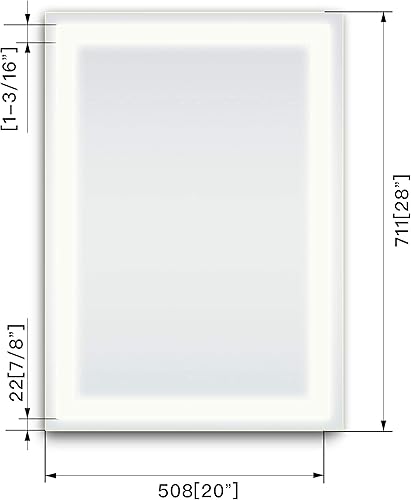 Miniatura 7 de B&C Espejo de baño LED de 20 x 28 pulgadas con luces de luz diurna de grado comercial de alto lúmenes, espejo de maquillaje con regulador