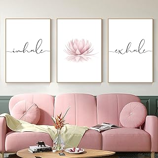 Pennclys Inhale Exhale Wall Art Zen Canvas Decor Yoga Lotus Wall Art Cal...