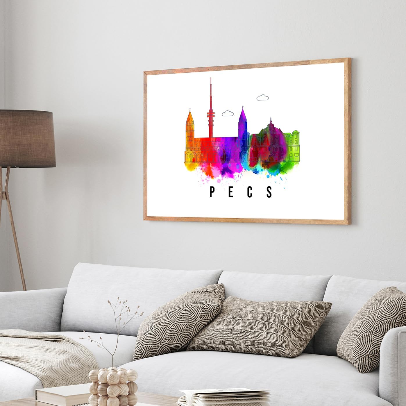 Pera Print Hungary Poster, Hungary-Pecs Poster, Hungary Illustration Skyline City Poster, Modern Skyline Poster, Cityscape and Landmark Print, Home-Office Wall Art Decoration