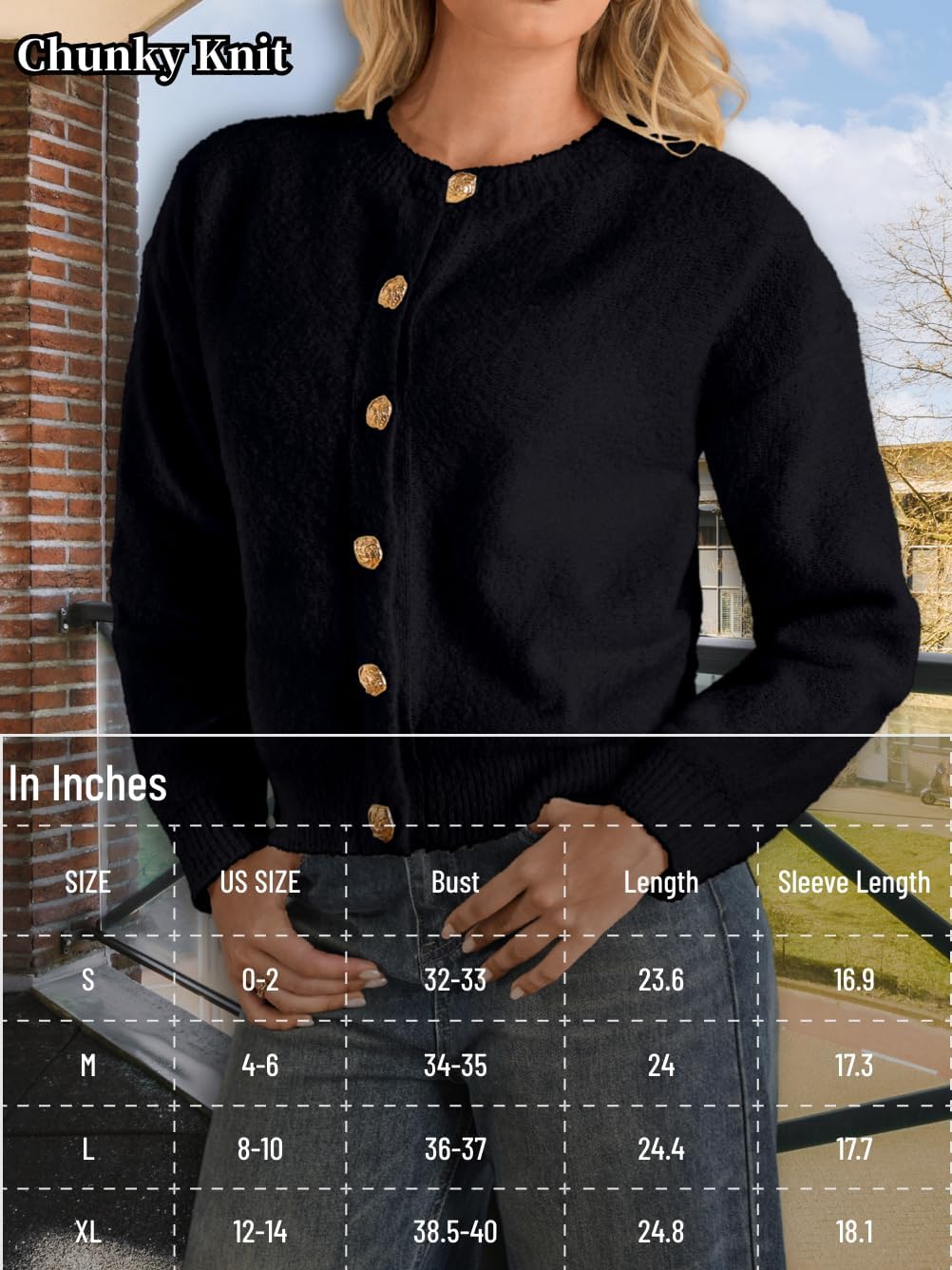 Chunky Knit Cardigan,Button Sweater Jacket for Women,Fall Trendy Cozy Cardigans - Image 2