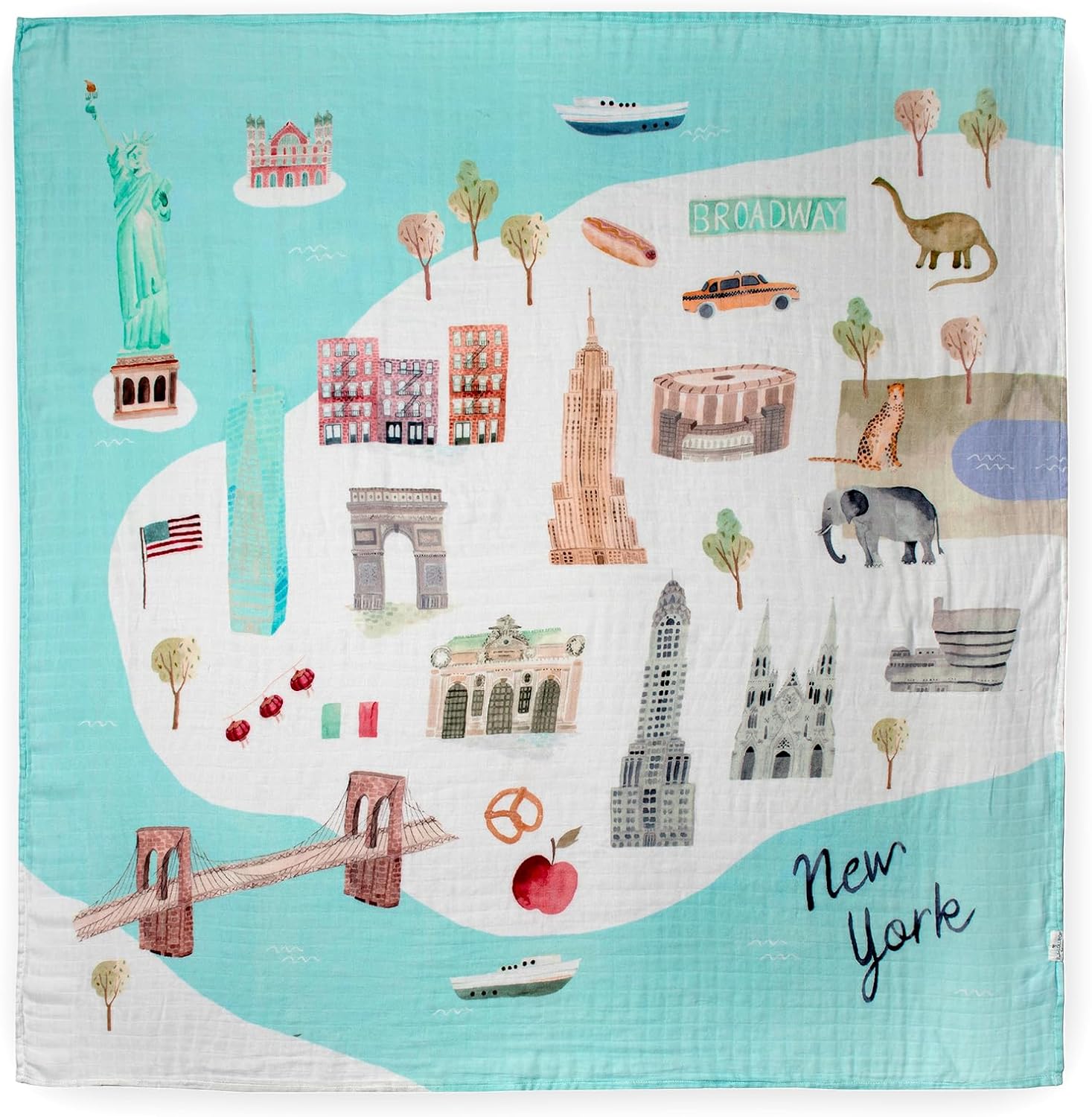 Loulou Lollipop Muslin Swaddle Blanket for Baby Boy & Baby Girl – Soft Breathable Muslin Wrap, 47"x47" Receiving Blanket for Newborn & Toddler - New York City