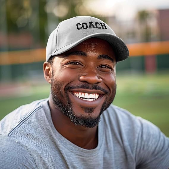 DALIX Coach Embroidered Sports League Baseball Cap Adjustable Dad Hat Mens