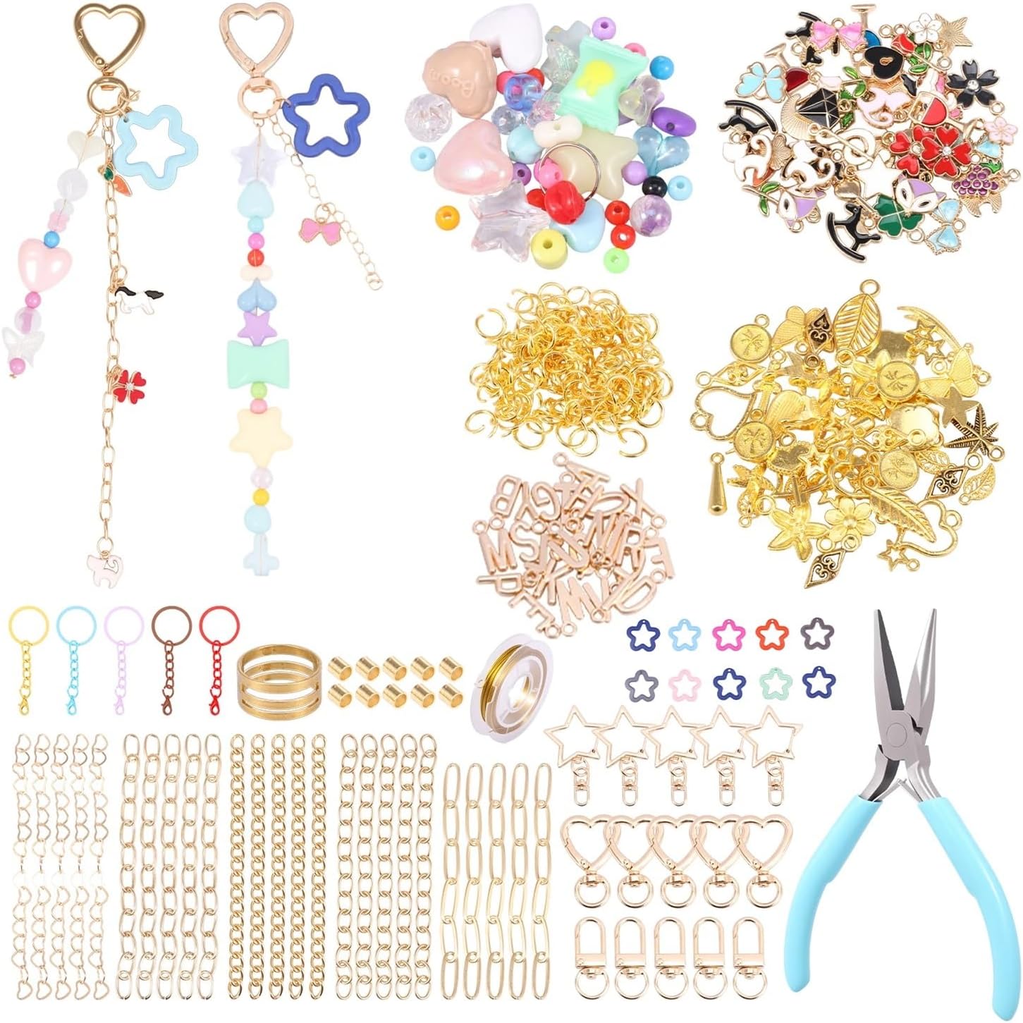 Yiodauh Bracelet Making Kit 354 Pcs Key Chain Craft Set Creative and DIY Complete Pendant Charm Making Accessories for Jewellery Holder