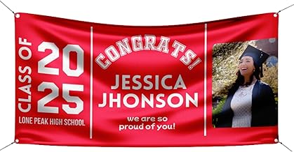 Personalized Graduation Vinyl Banner – Custom Photo & Text | Class of 2025 Banner – Customizable Colors | Indoor & Outdoor Graduation Party Deco