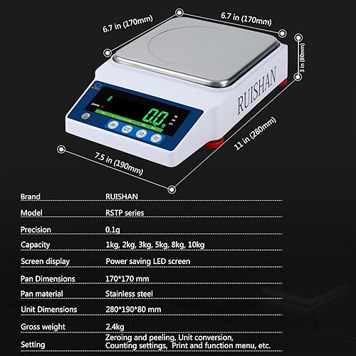 Miniatura 4 de Escala de equilibrio de laboratorio de precisión de 22.0 lbs x 0.00 oz, escala de granogramo, báscula científica, báscula calibrada, pesaje de