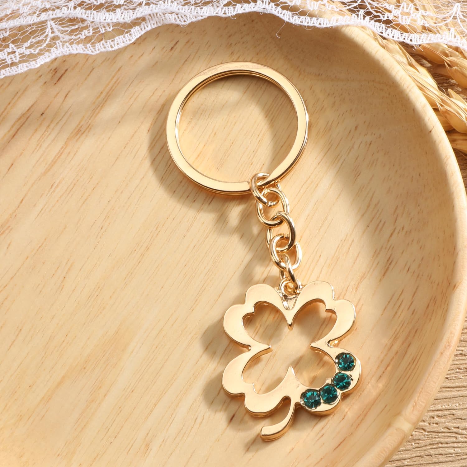 Sparkling Four Leaf Clover Keychain with Rhinestones Lucky Charm for Women Girls Perfect Good Luck Gifts - Image 3