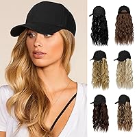 Vista 1 de Peluca de gorra de béisbol para mujer, gorra de béisbol con extensiones de cabello, gorra ajustable adjunta de 24 pulgadas de largo, ondulada