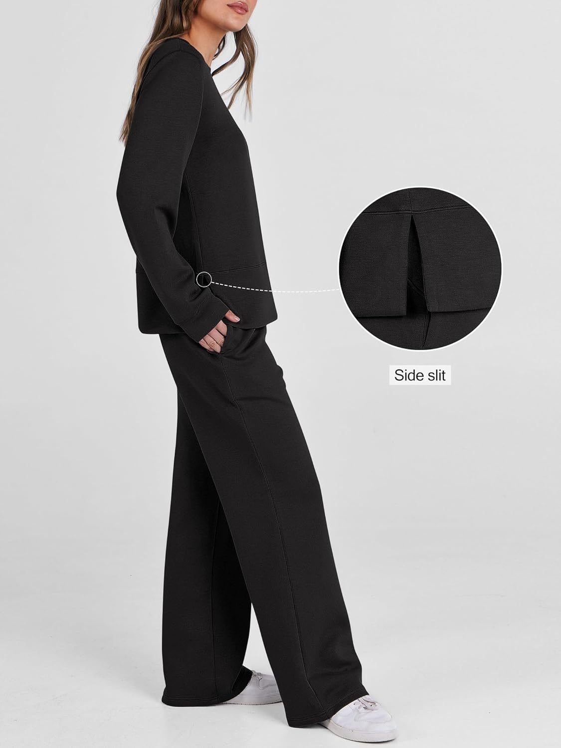 ANRABESS Women's 2 Piece Lounge Sets Casual Travel Outfits Wide Leg Tracksuit Sweatsuits Matching Set 2026 Fall Clothes - Image 4