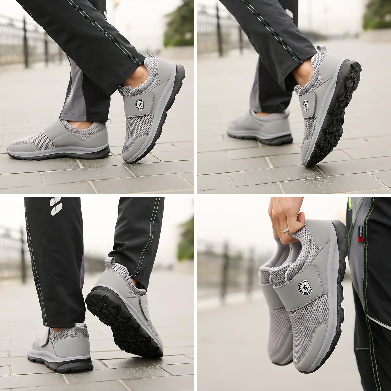 Scarpe Diabetiche GYCF Per Uomo - Extra Larghe, Ortopediche, Leggere, Taglia 44 EU, Colore Grigio
