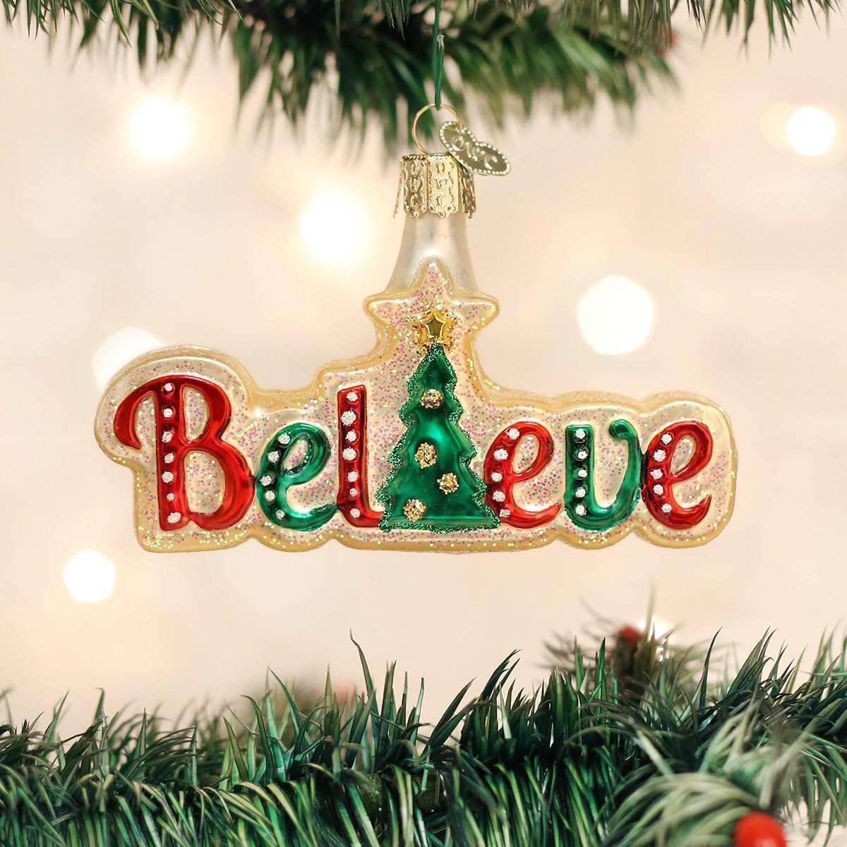 Old World Christmas Believe Glass Blown Ornament for Christmas Tree, Handcrafted Holiday Decoration, Holiday Collection - Image 2