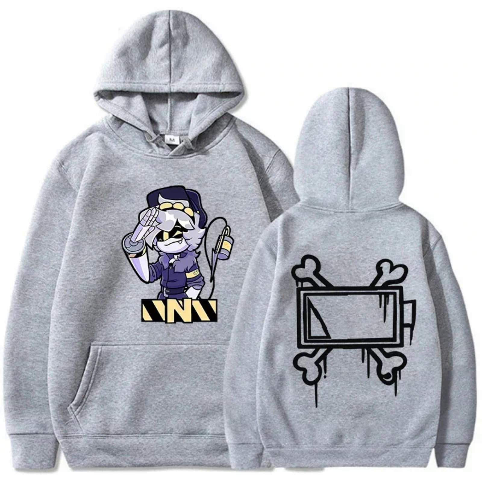 Jingho Murder Drones Hoodie Graphic Pullover Sweatshirt Casual Streetwear Top for Men Women (Light gray,L)