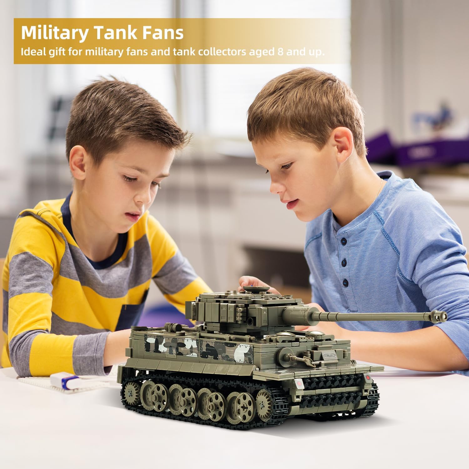TIALLOW WW2 1:28 Tiger Tank Sets Military Building Toy Compatible with Lego,Create a German Tiger Tank Building Block, Great Army Models Kits, for Boys,Kids and Adults Age 6-14 (Taupe)