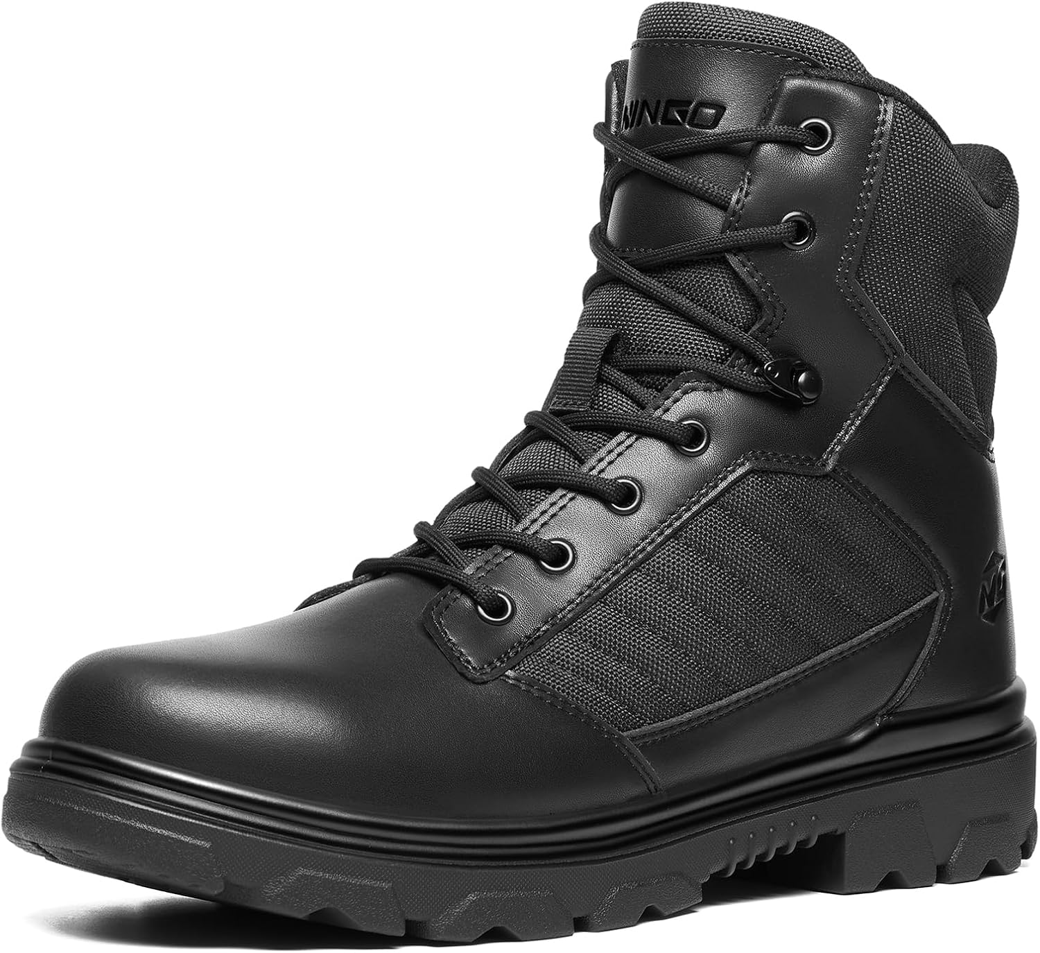 NINGO Steel Toe Work Boots for Men, Waterproof Slip Resistant Military Safety Boots with Side Zipper, Comfortable botas de seguridad para hombres, EH Rated, for Construction, Industrial, Warehouse