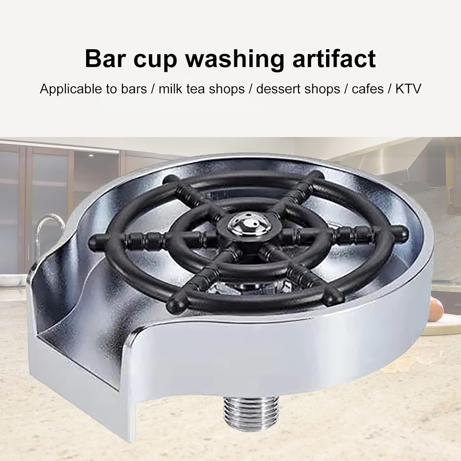 Bao Monad Cup Washer Push-Type Washer Practical Tool for Cleaning Cups high-Pressure Sprayer Sink Accessories for Home Kitchen Silver (Black)