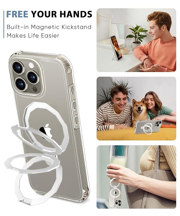 BANLEA for iPhone 15 Pro Max Case, with Screen Protector + Camera Lens Protector, Built-in Seamless Stand, [Compatible with MagSafe] Protective Shockproof Phone Case, Cover iPhone 15 ProMax - Clear by BANLEA - Used condition - Image 3