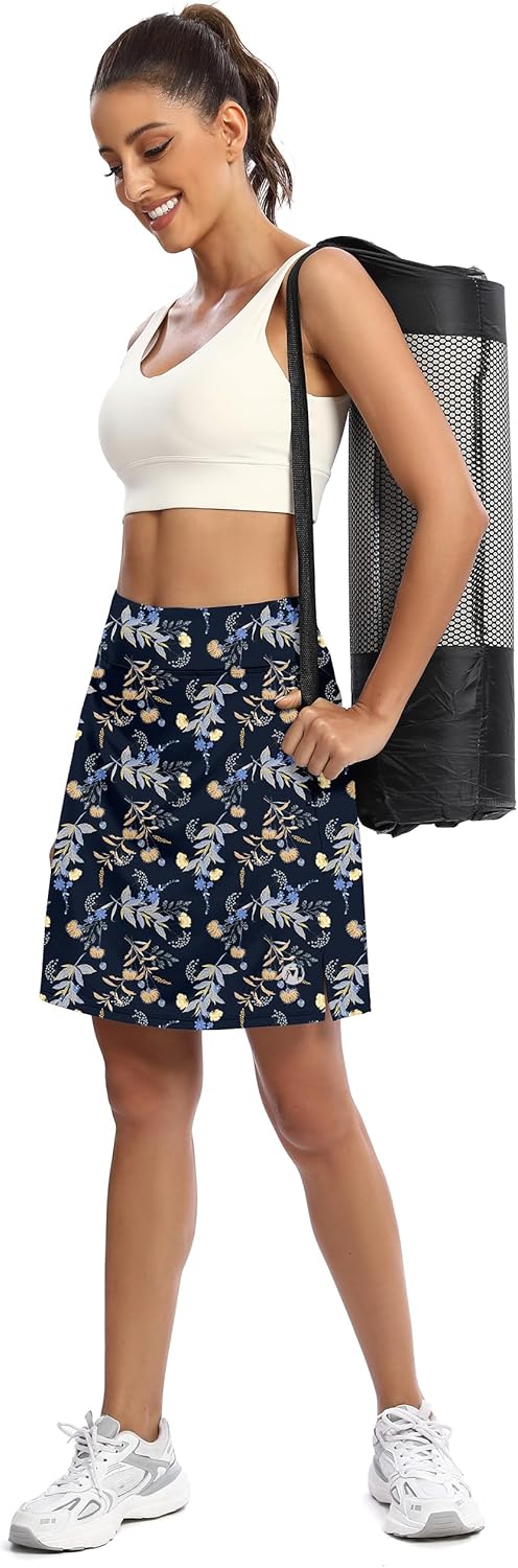 M MOTEEPI Skorts for Woman Golf Skirt Knee Length Tennis Athletic Skorts with Pockets