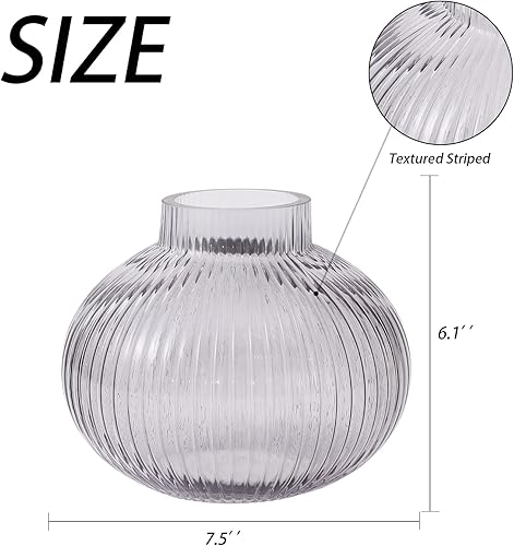 Miniatura 7 de Jarrón negro a rayas de vidrio negro, juego de 2, jarrón alto de vidrio, jarrón moderno, jarrón acanalado, jarrón decorativo para flor, jarrón