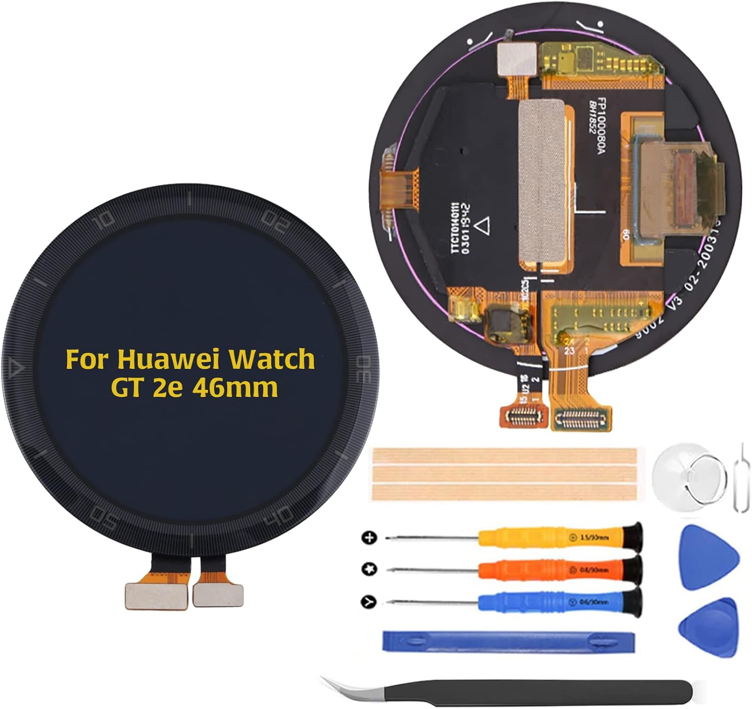 A-MIND for Huawei GT 2e 46mmLCD Display Screen Replacement for Huawei Watch GT 2e HCT-B19 Touch Screen Digitizer Full Assembly Repair Kits,with Tools (Black)