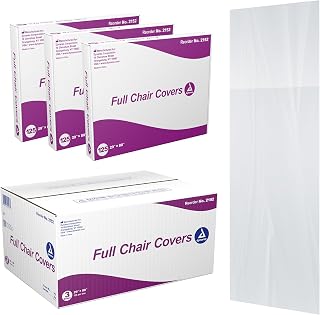 Dynarex Full Chair Cover for Dental Chair & Tattoo Chair - Disposable Plastic Chair Cover – 29" x 80" - 125-Pack Dispenser Box, 3 Boxes per Bulk Case