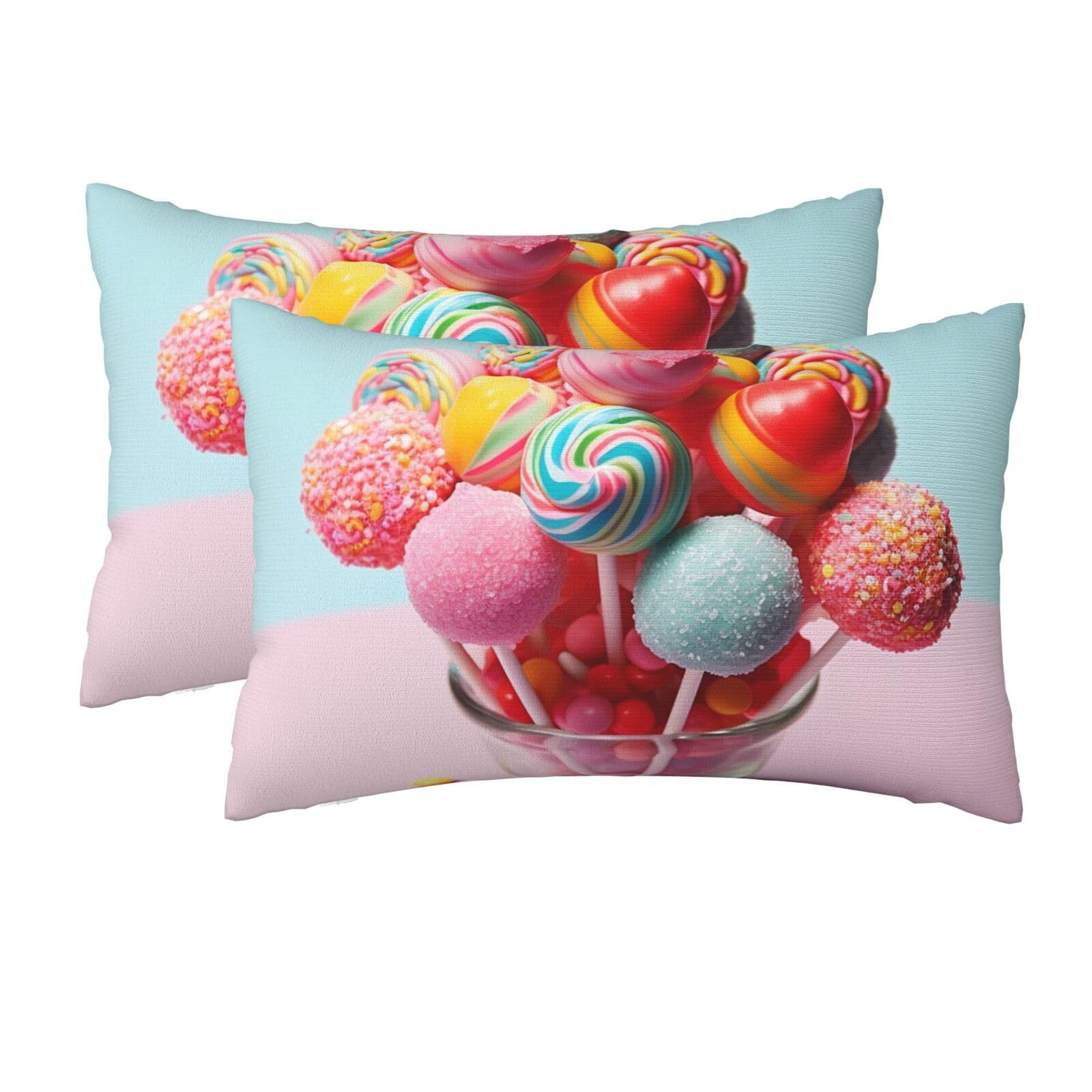 2 Pack Queen Size Pillow Cases for Hair and Skin Soft Breathable Pillow Case Covers with Hidden Zipper Candies Pillowcase 20x30 Inches Pillow Cover for Sleeping Gift