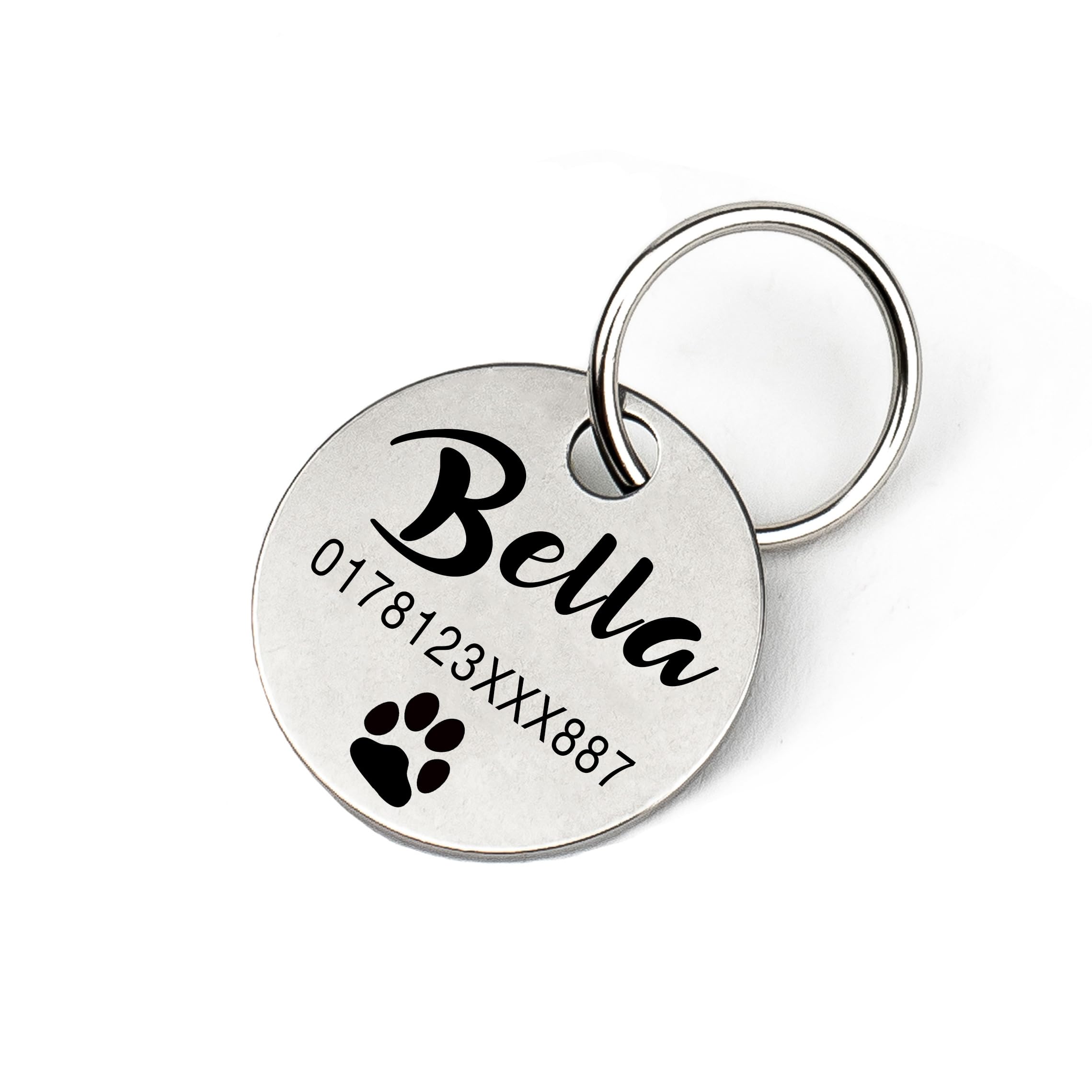 Médaille d’identification personnalisée pour chien en acier inoxydable avec gravure du nom, numéro de téléphone, adresse et date – médaille robuste pour chien – pour Noël et anniversaire