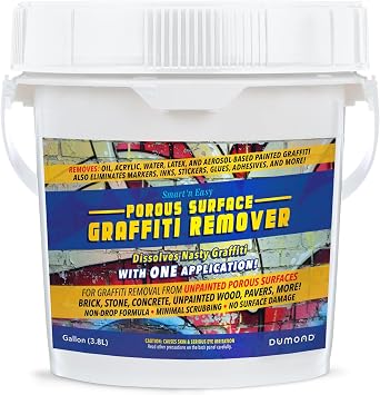 Smart n Easy Porous Surface Graffiti Remover - Eliminates Unwanted Graffiti from Unpainted Wood & Masonry Surfaces - Removes Aerosol Spray Paints, Crayon, Marker, Ink, Paint, Coatings Gallon