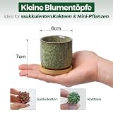 T4U Małe Doniczki Ceramiczne 6,3 cm 6 szt. na Kaktusy i Sukulenty | Otwory drenażowe, mini rośliny, dekoracja biurka, pó