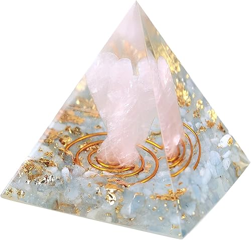 Miniatura 2 de Rockcloud Gurdian Angel Orgón Pirámide de Cristal Sanador Generador de Energía Blanacing Chakra para Yoga Meditaion Protección, Aguamarina