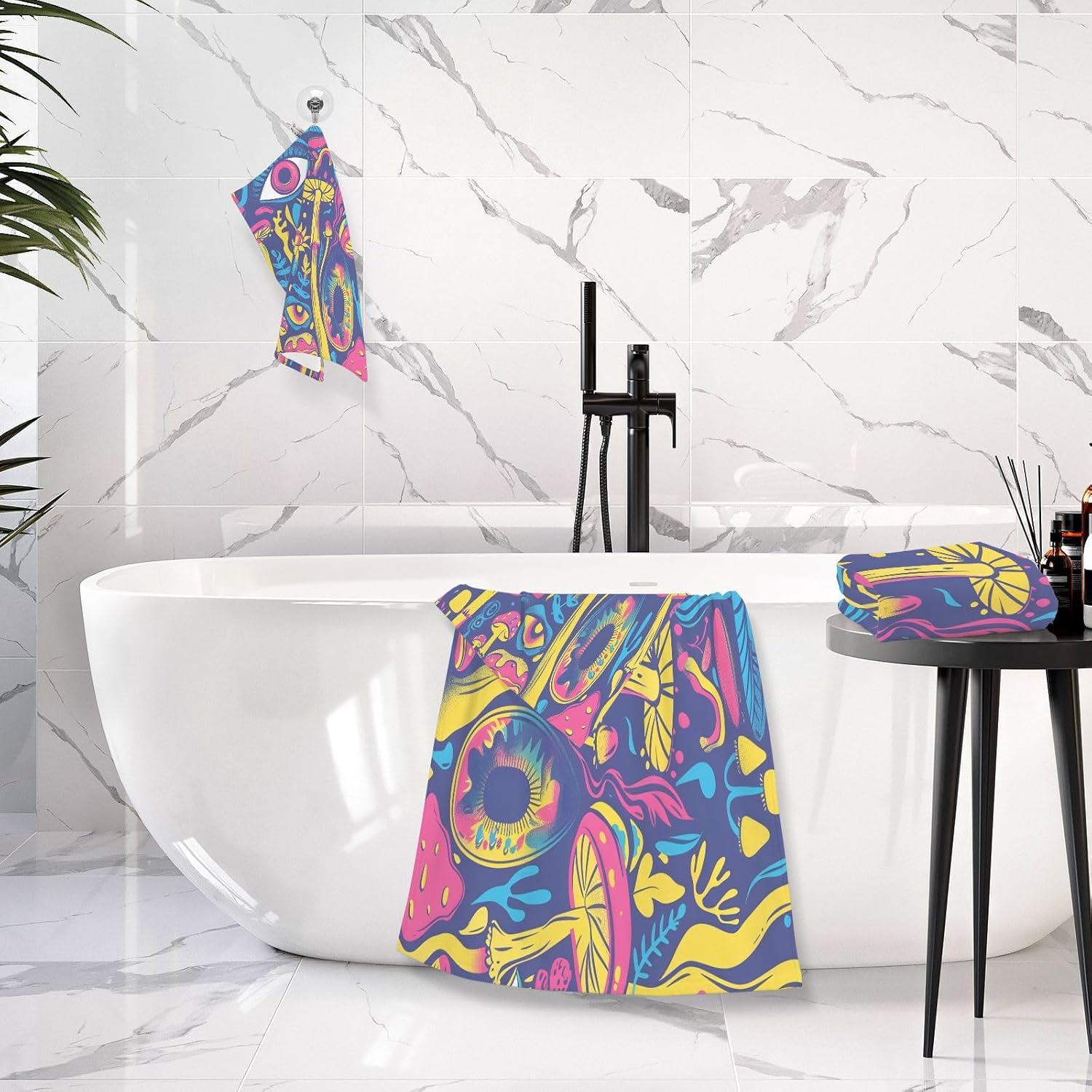 Hand Towels Premium Soft and Highly Absorbent Mushroom and Eye 2 Pcs Towels for Bathroom Set 100% Cotton Decorative Face Towels