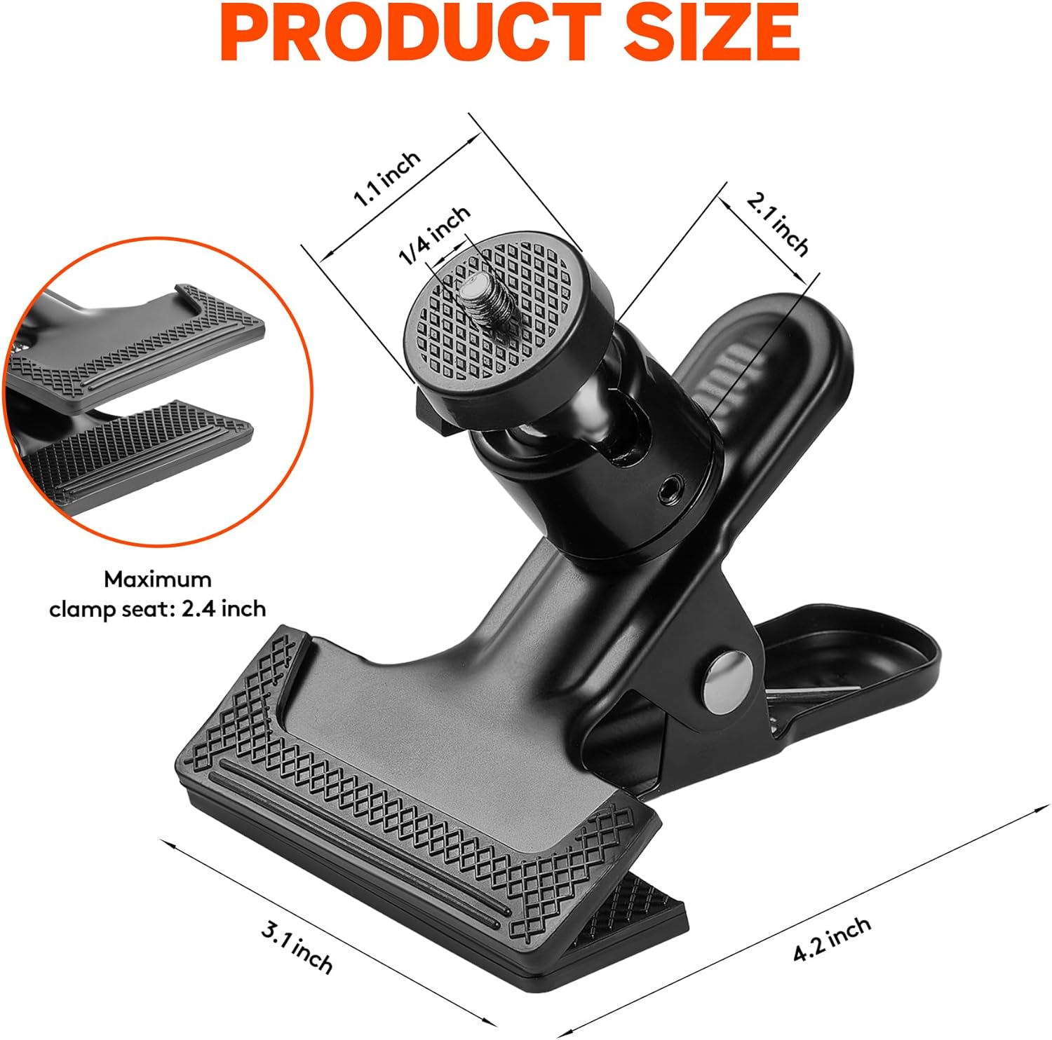Camera Clip Mount, 2-Pack 360° Trail Camera Mount with 1/4" Screw | 2-pack camera clip mount with 360° swivel and 1/4-inch screw for trail cameras, solar panels, trees and poles.