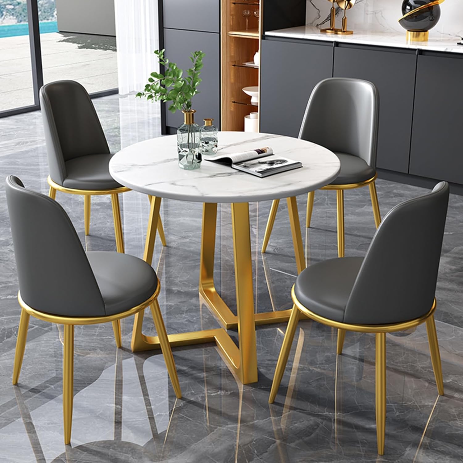 Reception Table and Chairs, Office Table and Chair Set, Small Conference Table, Business Dining Table Set, Mall Corridor Bedroom 1 Table and 4 Chair (Coffee One Size)