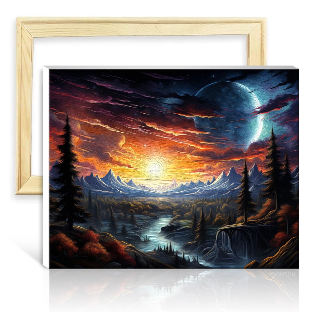TANGFEIY Oil Painting Afternoon to Night DIY Oil Painting Paint by Number Kit Adults with Brushes and Acrylic Pigment on Number Painting Art No Frame(30x40cm)
