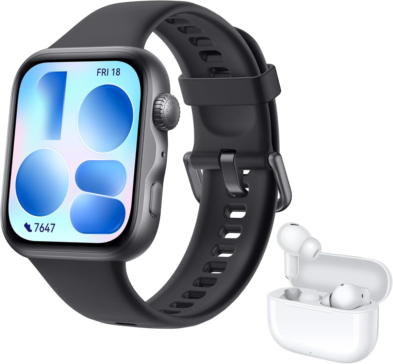 HUAWEI WATCH FIT 5 Smartwatch Nero + FreeBuds SE 4 Bianco, Schermo AMOLED HD da 1,82", Design Raffinato, Pagamento NFC, Rilevamento Cadute, Batteria a Lunga Durata, Monitoraggio della Salute, 5 ATM