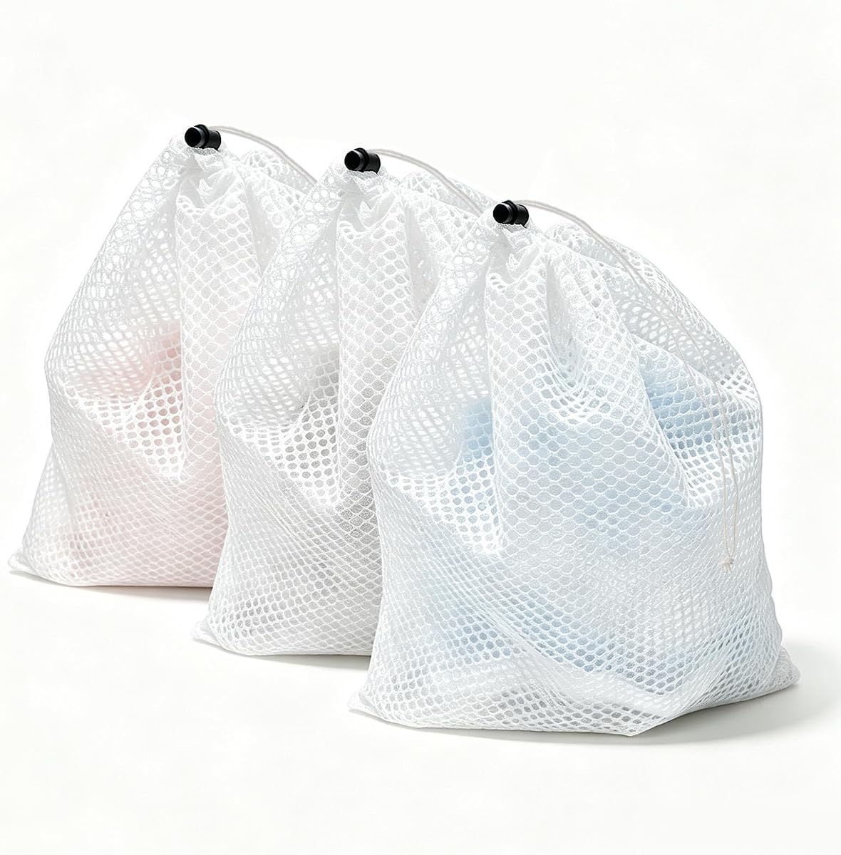 Mesh Drawstring Laundry Storage Bags | Breathable mesh organizer, suitable for garments, socks and travel essential arrangement.