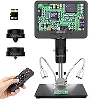 Andonstar AD246S-M 2000x HDMI Digital Microscope: 2160P UHD 7" LCD, 3 Lenses for Soldering, Coins, Biology, Pro Boom Stand